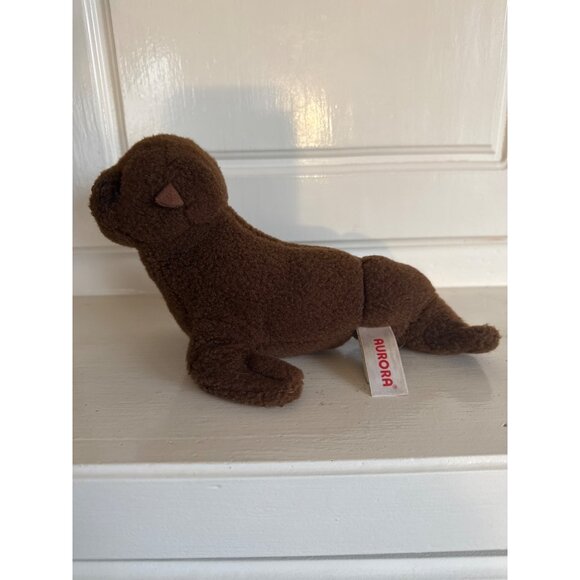 Aurora Brown Plush Seal Toy 9" Stuffed Animal Soft Polyester Filler Collectible - Picture 2 of 5